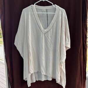 a new day Light Cream V-Neck Poncho Tunic Top